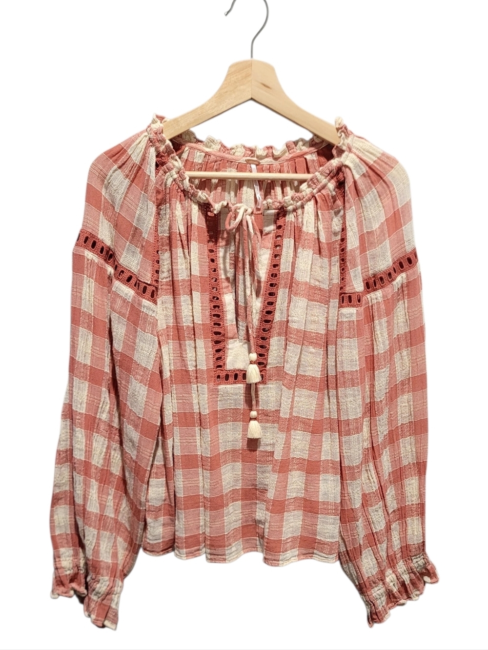 Free People Gingham Honey Grove Top Size Large